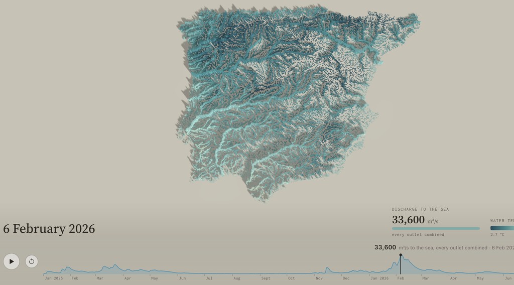 De la sequía al diluvio: la brutal oscilación de los ríos de la península ibérica, en un mapa interactivo