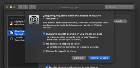 Mac ユーザーアカウントを削除する