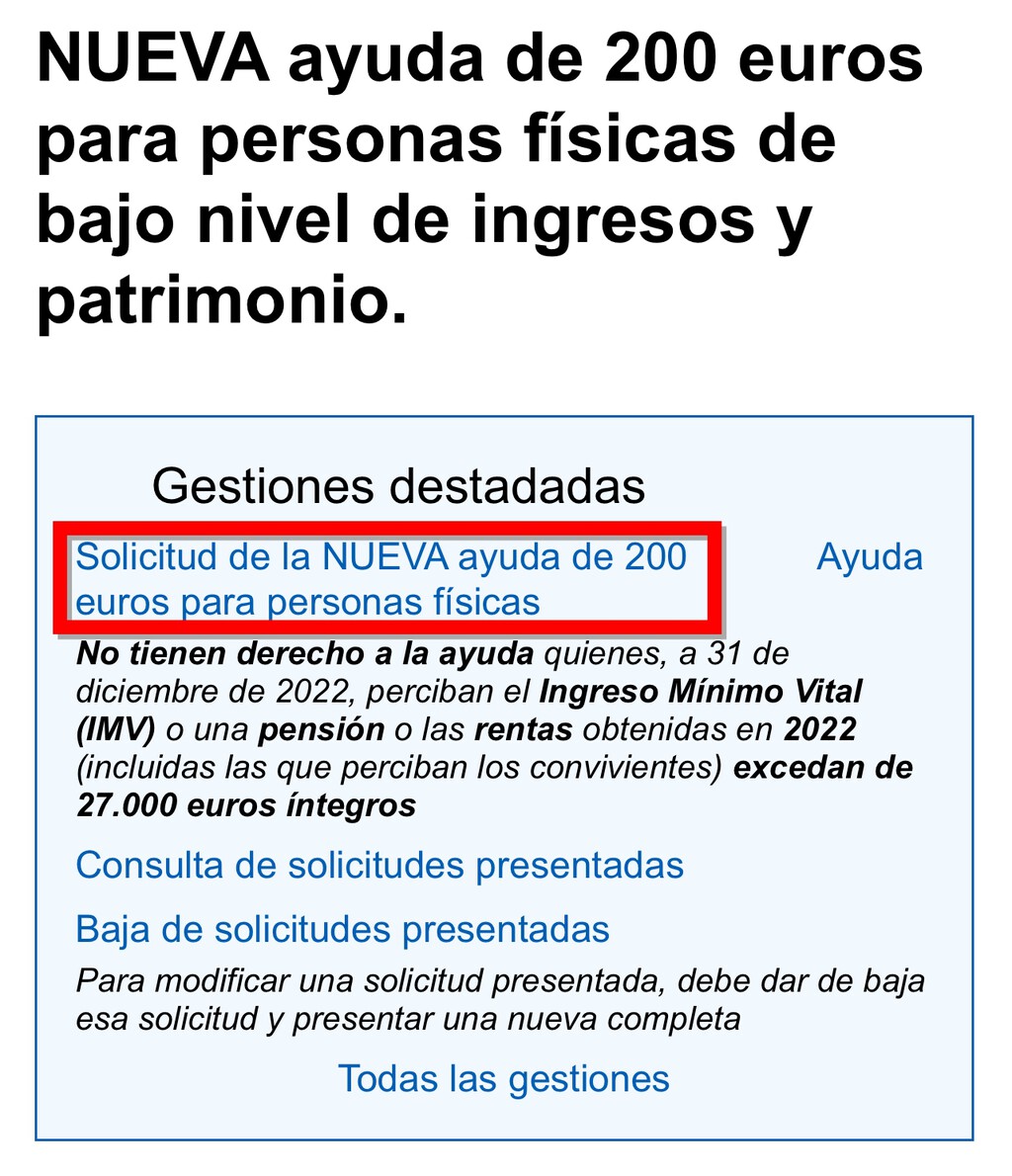 La nueva ayuda de 200 euros del Gobierno se puede solicitar desde el ...