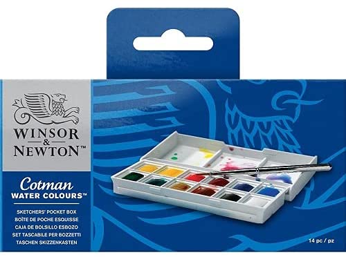 Winsor & Newton acuarela Cotman - Caja de acuarela Sketcher - set de 12 medio godets, colores surtidos