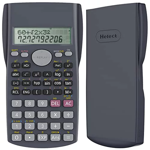 Helect Calculadora Científica de Ingeniería de 2 Líneas, Adecuada Compatible Escuelas y Negocios, Negro