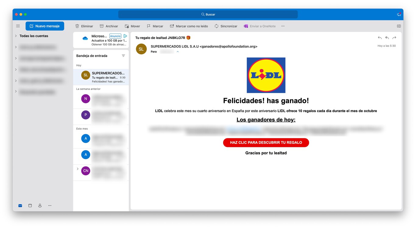 No, LIDL no está haciendo regalos a través de email: el nuevo caso de ...