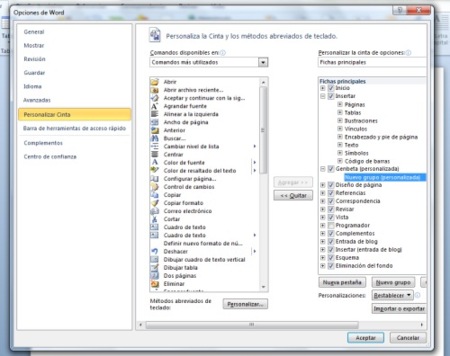 Cómo personalizar la Ribbon en Office 2010
