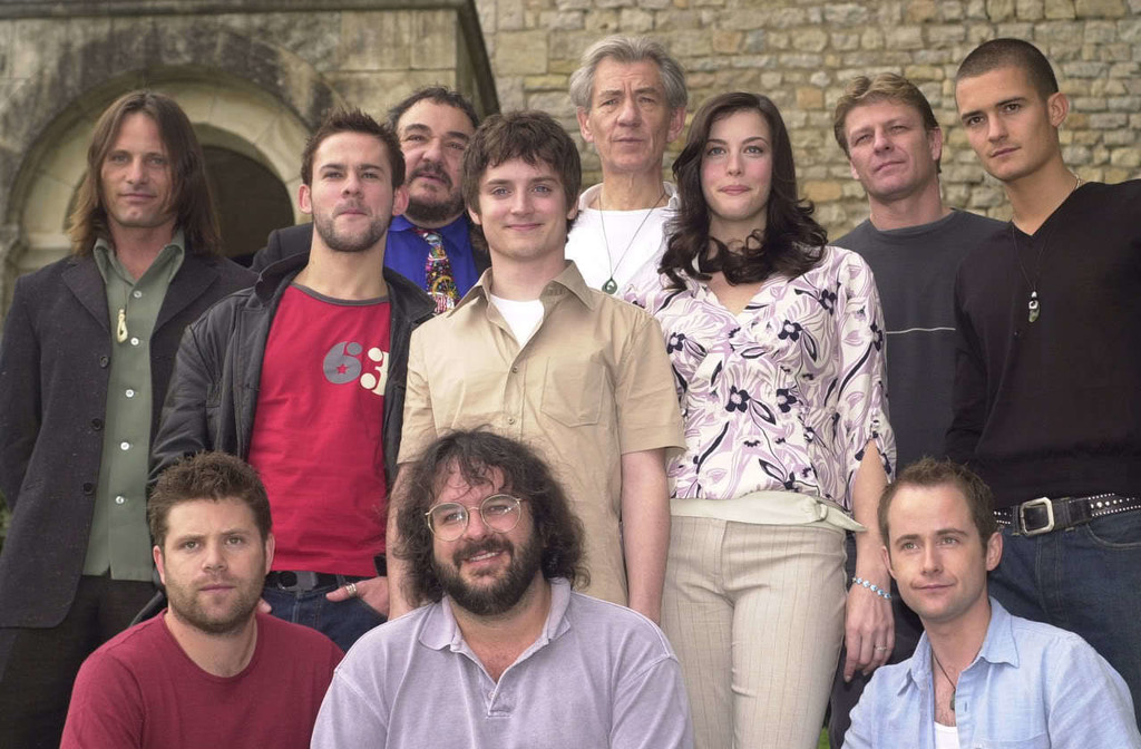 Peter Jackson with the stars of the Lord of The Rings