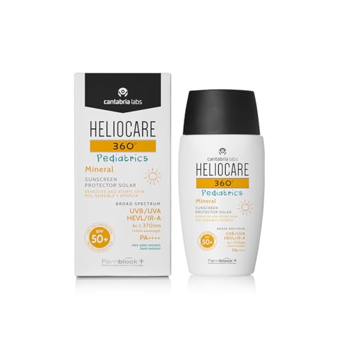 Cantabria Labs Heliocare 360º Pediatrics Mineral SPF 50+ - Crema Solar para Cara y Cuerpo de Niños y Bebés, Fluida y Filtros 100% Minerales, Pieles Sensibles o Atópicas, 50ml
