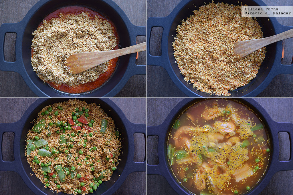 Paella de quinoa. Receta de cocina fácil, sencilla y deliciosa