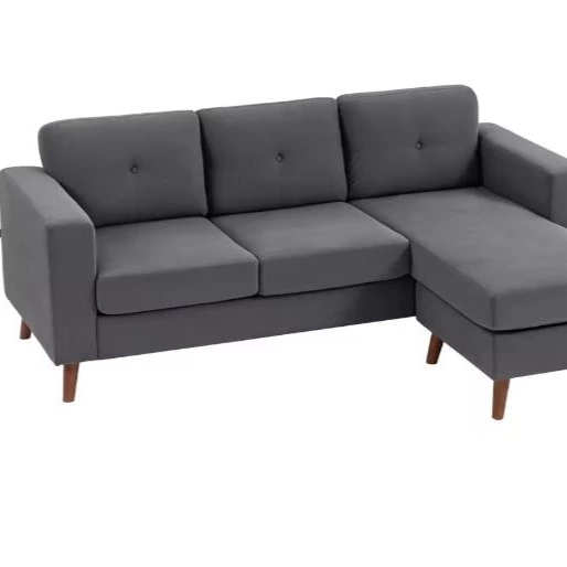 HOMCOM Sofá Chaise Longue Reversible de 3 Plazas Tapizado en Pana Marco de Acero para Espacios Reducidos Gris Oscuro