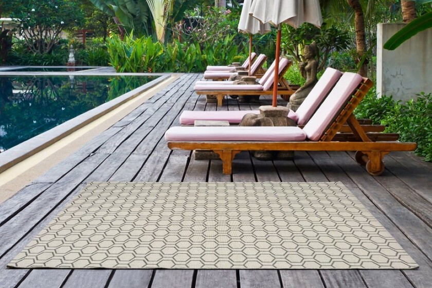Couristan Mónaco Alfombra Interior/Exterior Cacao - Patrón Bowline, Resistente UV, Apta Para Mascotas, Fácil Limpieza (Varios Tamaños)