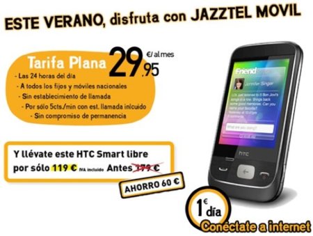 Jazztel Tarifa Plana A Todos 24 horas, llamadas a 5 céntimos al minuto sin contrato de permanencia