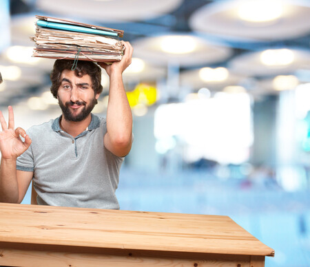 Crazy Young Man With Table Happy Expression