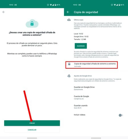 Whatsappの暗号化バックアップ