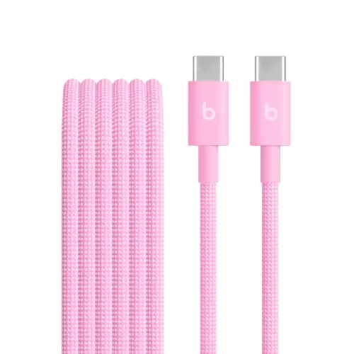 Beats USB-C a USB-C Cable trenzado, carga rápida, diseño duradero que no se enreda, permite cargar dispositivos Apple y Android (1,5 m) - Rosa intenso