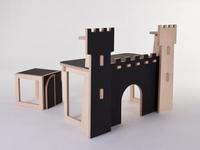 Un escritorio infantil con forma de castillo 