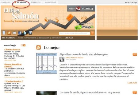 Nueva pestaña con lo mejor de El Blog Salmón y comentarios con Facebook