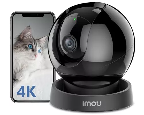 Imou 4K Cámara Vigilancia WiFi Interior, Cámara IP WiFi 360° con Visión Nocturna, AI Deteccion de Humana y Mascata, Seguimiento Automático, 360° PTZ, Audio Bidireccional, Sirena, Rex 3D