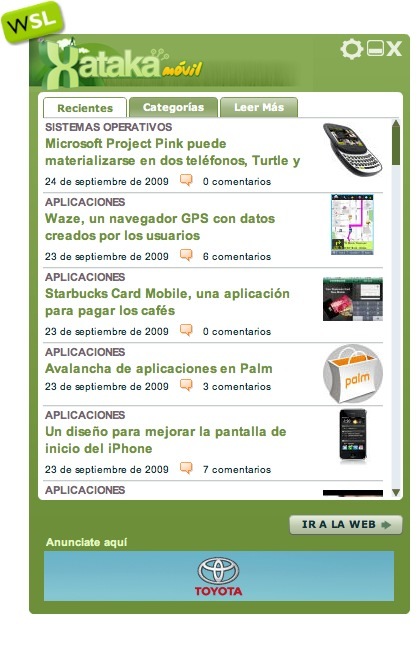 Widget para leer Xataka Móvil desde nuestro escritorio