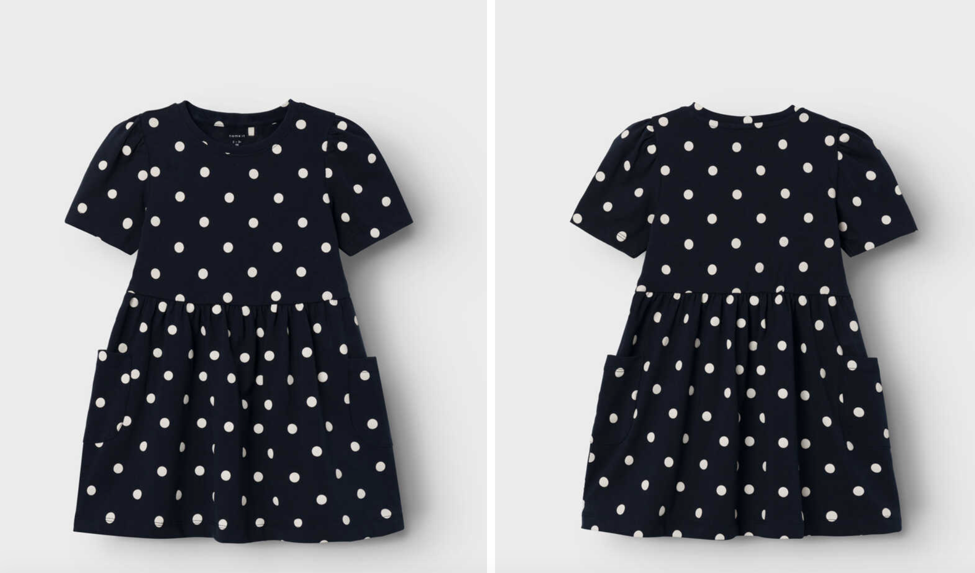 Vestido de niña de manga corta con detalle bolsillos laterales