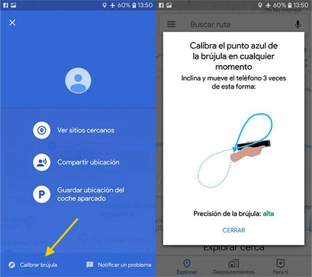 コンパスを校正するプロセス