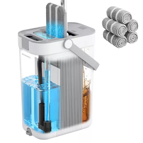 SONGMICS Juego de Fregona y Cubo, Separación de Agua Limpia y Sucia