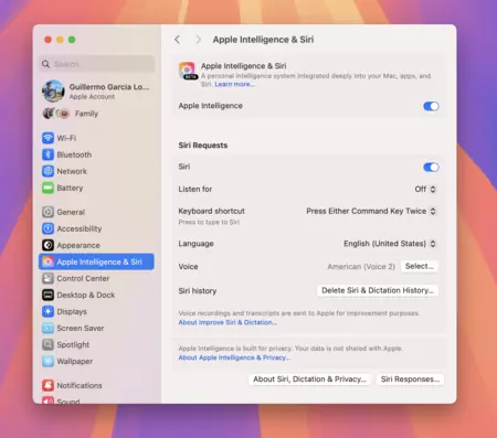 Mac で Image Playground を試すのは、macOS 15.2 にアップデートし、システム言語と Siri を米国英語に変更するだけです。