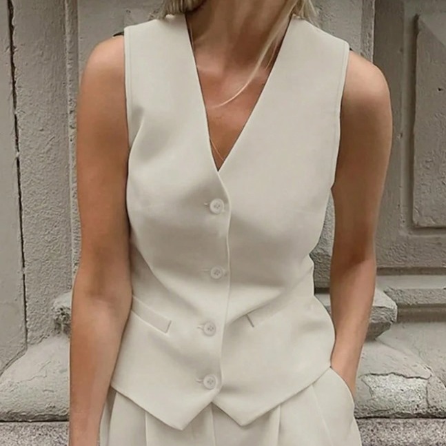 INAWLY Chaleco sin mangas de cuello en V