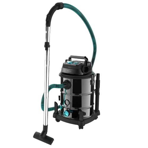 Cecotec Aspirador de Sólidos y Líquidos de Metal con Cable de 30L Conga Rockstar Wet & Dry Steel Pro Tool. 1600W, Mayor Durabilidad y Resistencia, Incluye Enchufe para Herramientas, Kit de Accesorios