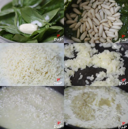 Risotto blanco con pesto. Receta