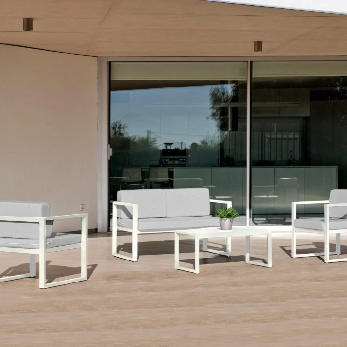 Conjunto de jardín MUSTANG blanco de 4 plazas
