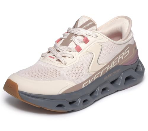 Skechers Glide-Step Altus sin Cordones para Mujer, Malla sintética Natural con Ribete Gris, 37 EU