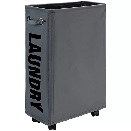 DOKEHOM 52L Cesto & Cesta Ropa Sucia con Ruedas, Estrecho, Gris