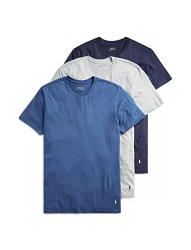 Polo Ralph Lauren Camiseta Interior para Hombre (3 Unidades), Azul Marino Azul Gris, XL