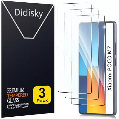 Didisky (3 Piezas Protector Pantalla para Xiaomi Poco M7 Pro 5G 6.67", Cristal Templado 9H Dureza, Antihuellas, Sin Burbujas, Ultra Transparente, Ultra Resistente