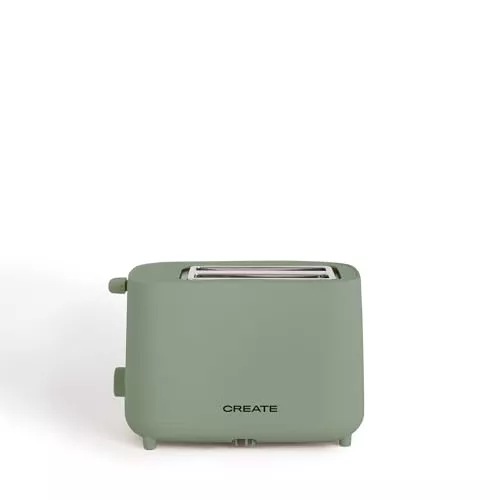 CREATE/TOAST STUDIO/Tostador verde sage / 6 Niveles de potencia, bandeja recogemigas, termostato, descongelación, recalentar, sistema de seguridad, 750W