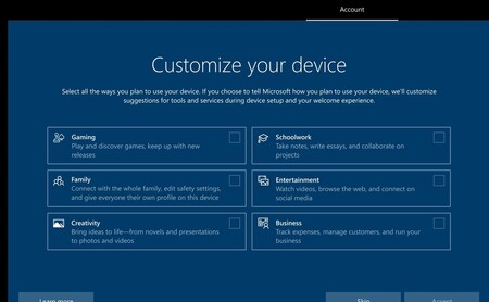 Windows 10 permitirá que elijamos qué tipo de usuario somos para recomendarnos herramientas y servicios