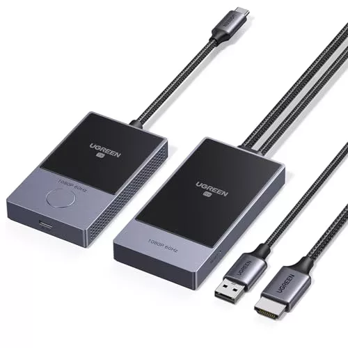 UGREEN Transmisor y Receptor HDMI Inalámbrico USB C TX HDMI RX 1080P 60Hz 50M Plug Play 5G WiFi Transmisión Transmisor PD 60W Compatible con iPhone 17 Pro MAX Air 16 Macbook Air Pro iPad Monitor