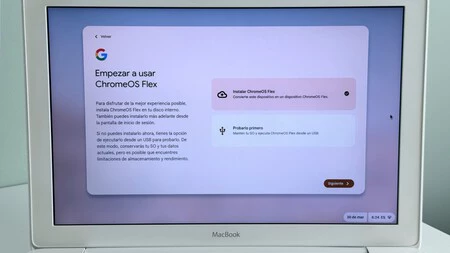 Escoge instalar ChromeOS Flex en Mac