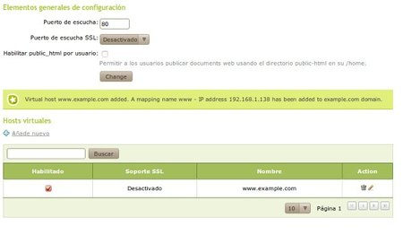 Configuración servidor Web Zentyal