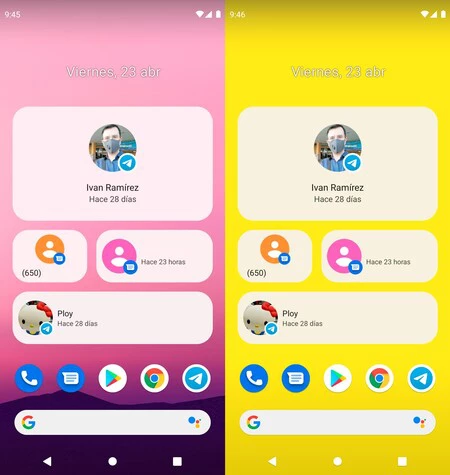 強く支配的な色の背景では、ウィジェットの変化はより微妙になります
