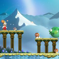 Globoinks sobre las arenas blancas al 100% en Super Mario Bros. Wonder