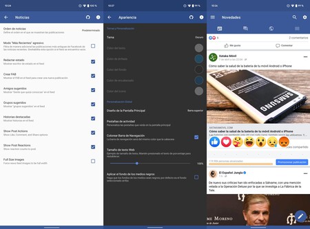 Facebook en el móvil a través de Frost