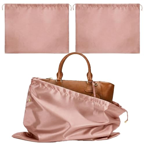 GWEOR 2PCS Fundas Guardapolvo para Bolsos 50x40cm, Organizador de Bolsos Elegante para Armario Color Champagne, Protector Transpirable con Cordón para Carteras y Mochilas