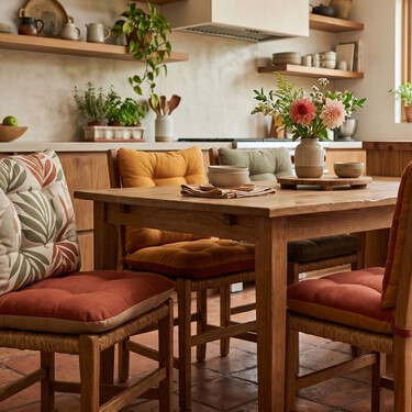 Hazlo tú misma: renueva tus sillas de cocina con cojines en los colores tendencia de 2026
