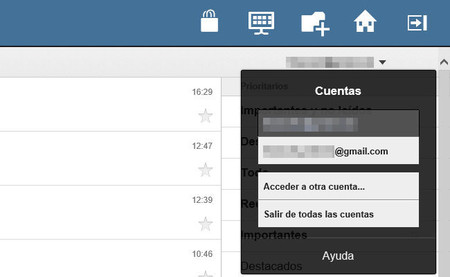 Gestión de cuentas en Gmail Touch Plus 