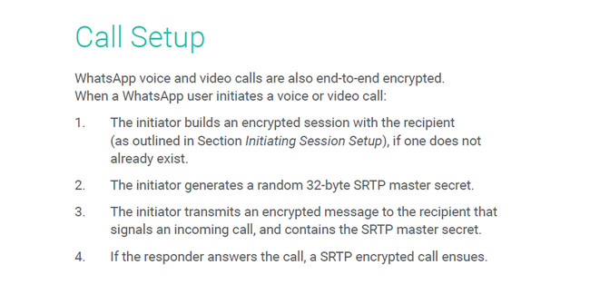 Call Setup Whatsapp Encryption Calls