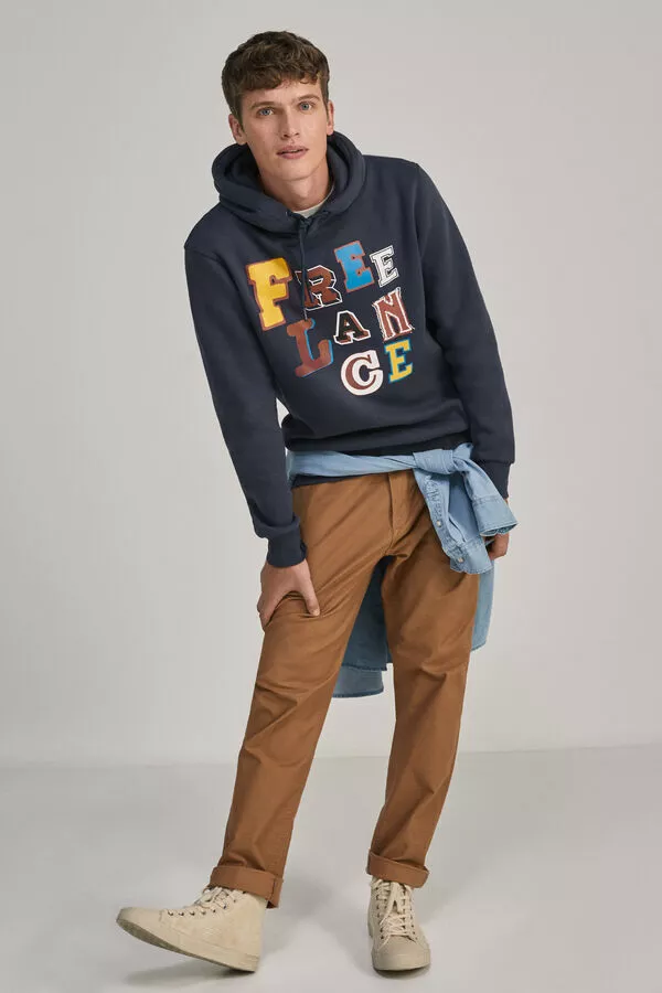 Sudadera capucha letras varsity