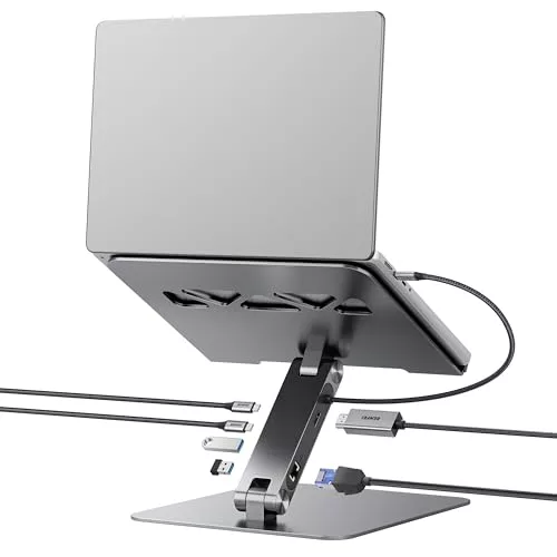 BENFEI Soporte para Portátil con Docking Station USB C 6 en 1, HDMI 4K@60Hz, Ethernet Gigabit, Carga Rápida 100W, 10Gbps 1*USB C 3.2 y 2*USB A 3.2 Compatible con MacBook Pro/Air, iPad Pro