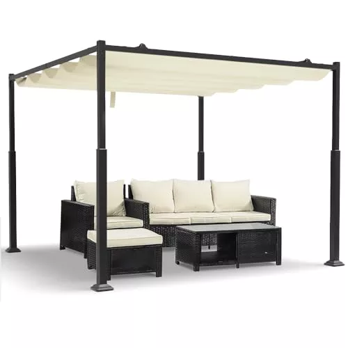 VOUNOT® Cenador Autoportante 3x3m con Techo Retráctil