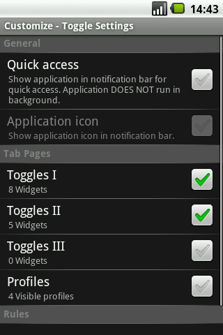 Toggle Settings, perfiles en Android