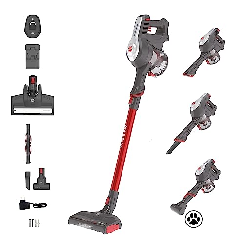 Hoover H-FREE 100 ESPECIAL MASCOTAS HF122GPT Aspiradora Escoba sin Cable, sin Bolsa, 3 en 1: Escoba, de Mano y Vertical, Cepillo Mascotas y Tapicerías, Autonomía 40min, Posición Parking, 6500Pa