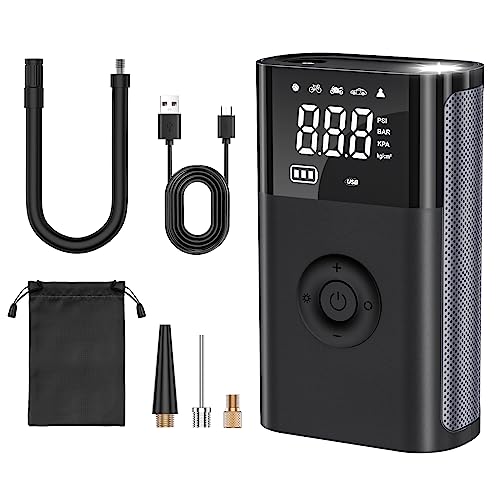CARSUN Portable Air Compressor, 150PSI Car Air Compressor, Rechargeable Battery Mini Car Tire Inflator with Pressure Gauge, Electric Inflator for Car, Motorcycle, Bicycle, Swimming Ring, etc.